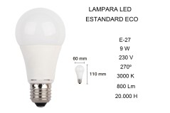 PACK 5 - LAMPARA STANDARD LED E27 9W 3000K FBRIGHT ECO