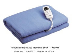 MANTA ELECTRICA INDIVIDUAL 150 X 80 1 MANDO(60W)