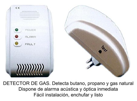 DETECTOR DE GAS CON ALARMA 85DB 4W 230V