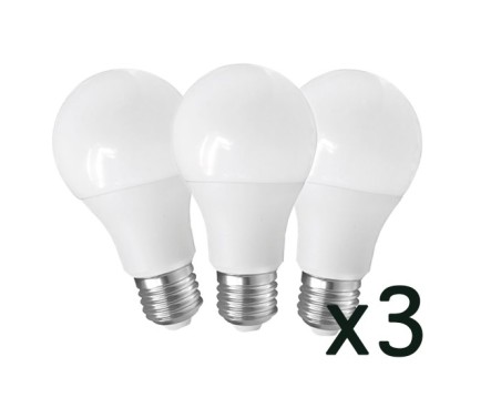 PACK 3 - LAMPARA STANDARD LED E27 9W- LUZ CÁLIDA  3000K - FBRIGHT ECO